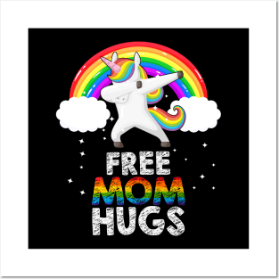 Free Mom Hugs Unicorn LGBT Pride Month Rainbow Gifts Posters and Art